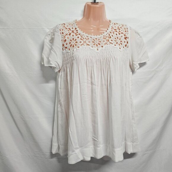 Sea New York Boho Lace Eyelet White Combo Cotton Women Size 2 - Picture 1 of 12